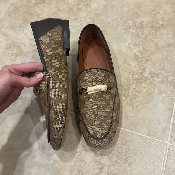 Coach Unisex Brown Signature Canvas Horsebit Slip-On Loafers - Picture 2 of 4